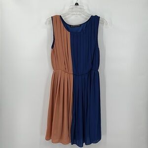 Balenciaga Silk Pink & Blue Color Block Pleated Dress Size FR38 = US 8